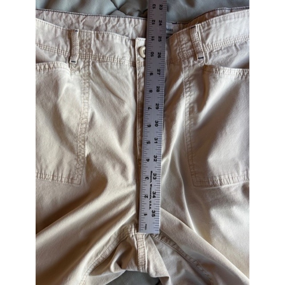 LL Bean Cargo Pants Womens 16 Tan Favorite Fit Stretch Utility Fly Fishing Print - Picture 14 of 16